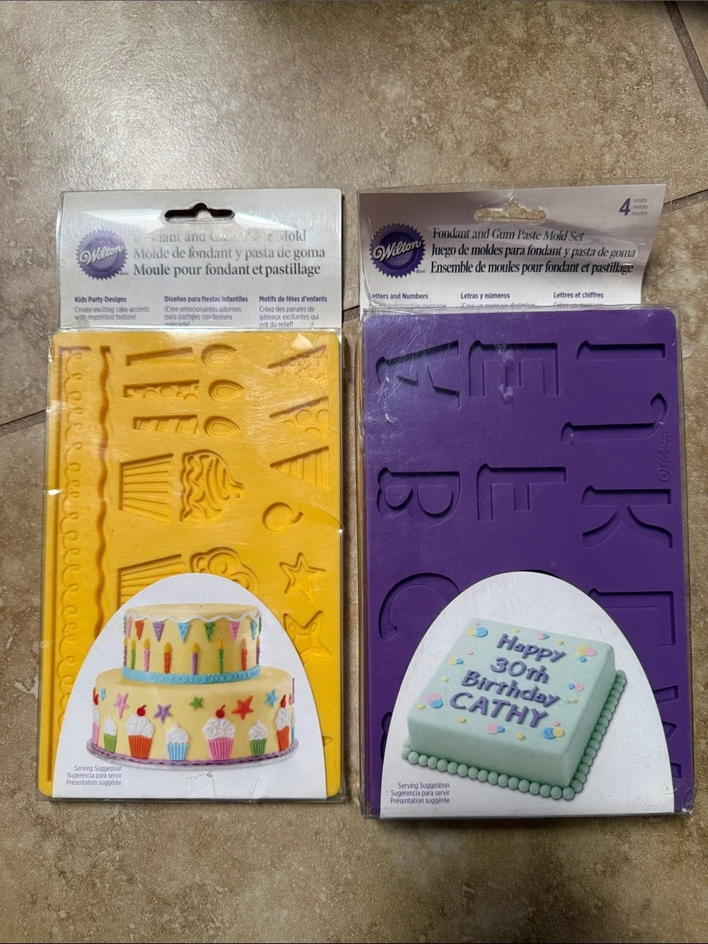 Wilton Yellow and Purple Fondant & Gum Paste Letter and Party Shape Molds